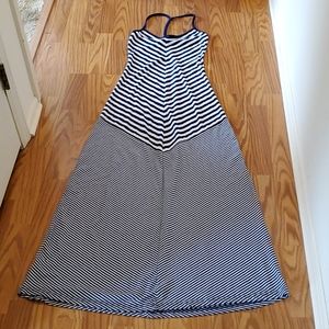 Derek Heart Blue and White Striped Maxi Dress